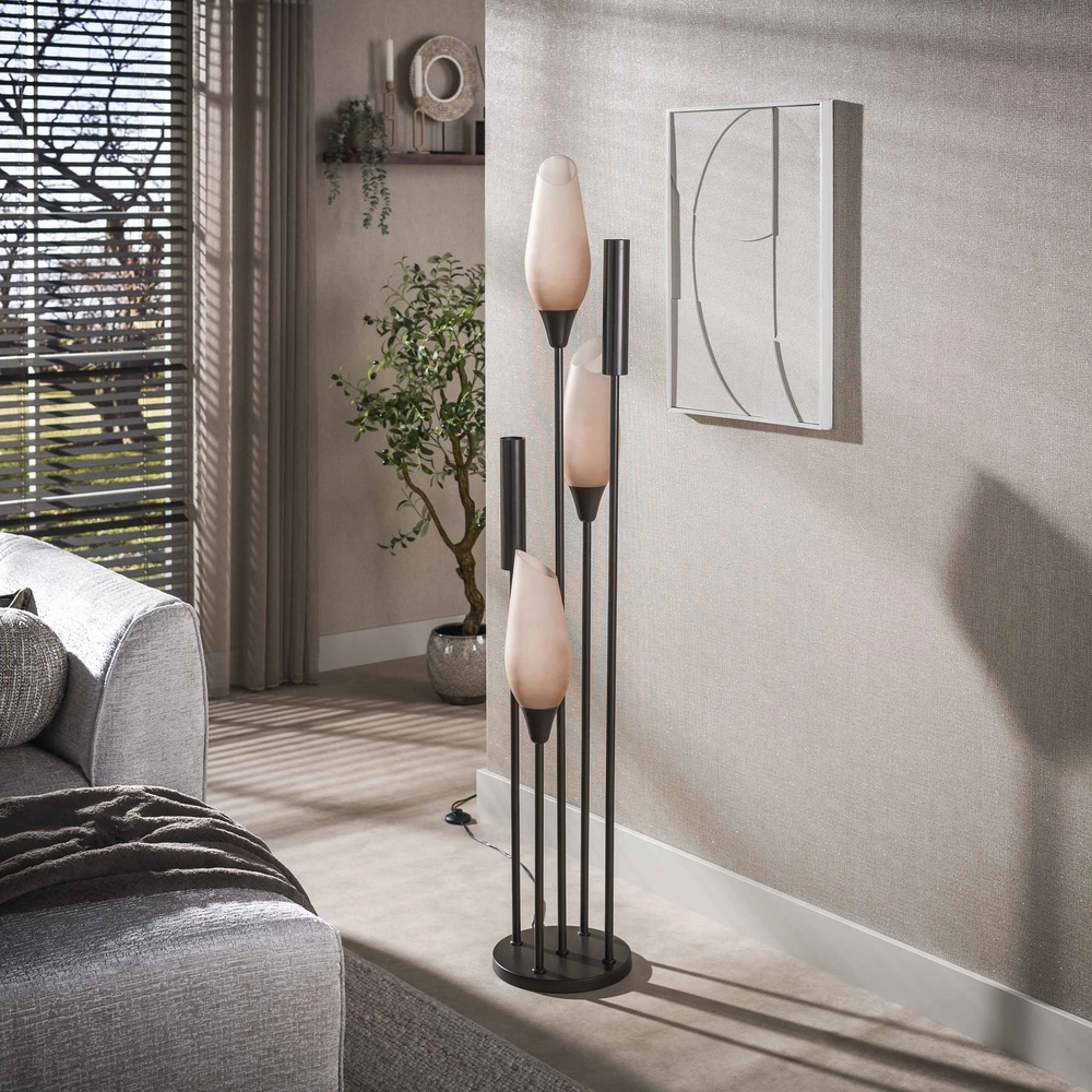 Stijvolle vloerlamp Cocoon 3x E27 - 2x GU10 - frosted glas Lyora 8716803511927