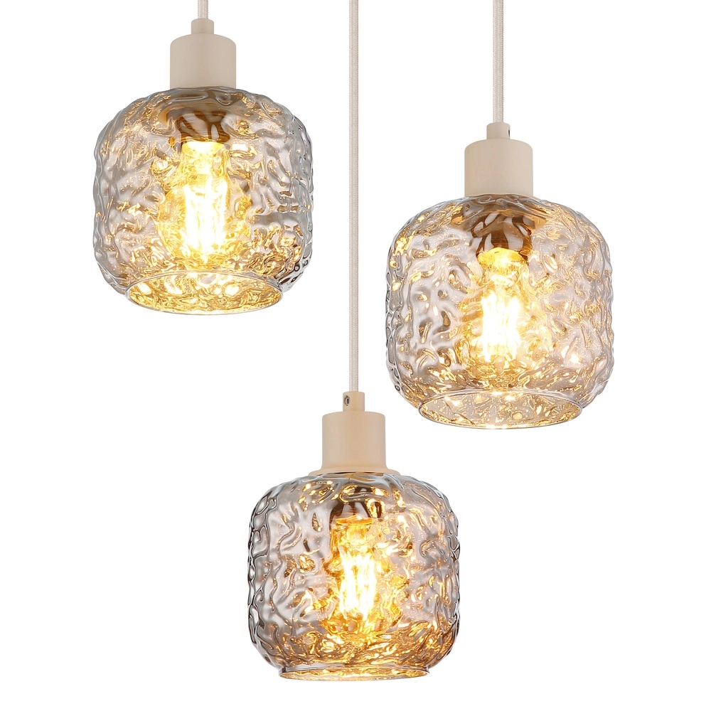 Hanglamp Antonio 3-lichts rond zand bruin Globo 9007371572724