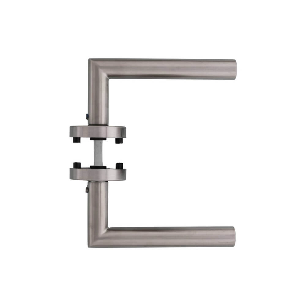 Strakke deurklink Hoek 90 rozet RVS Intersteel 8714186282939