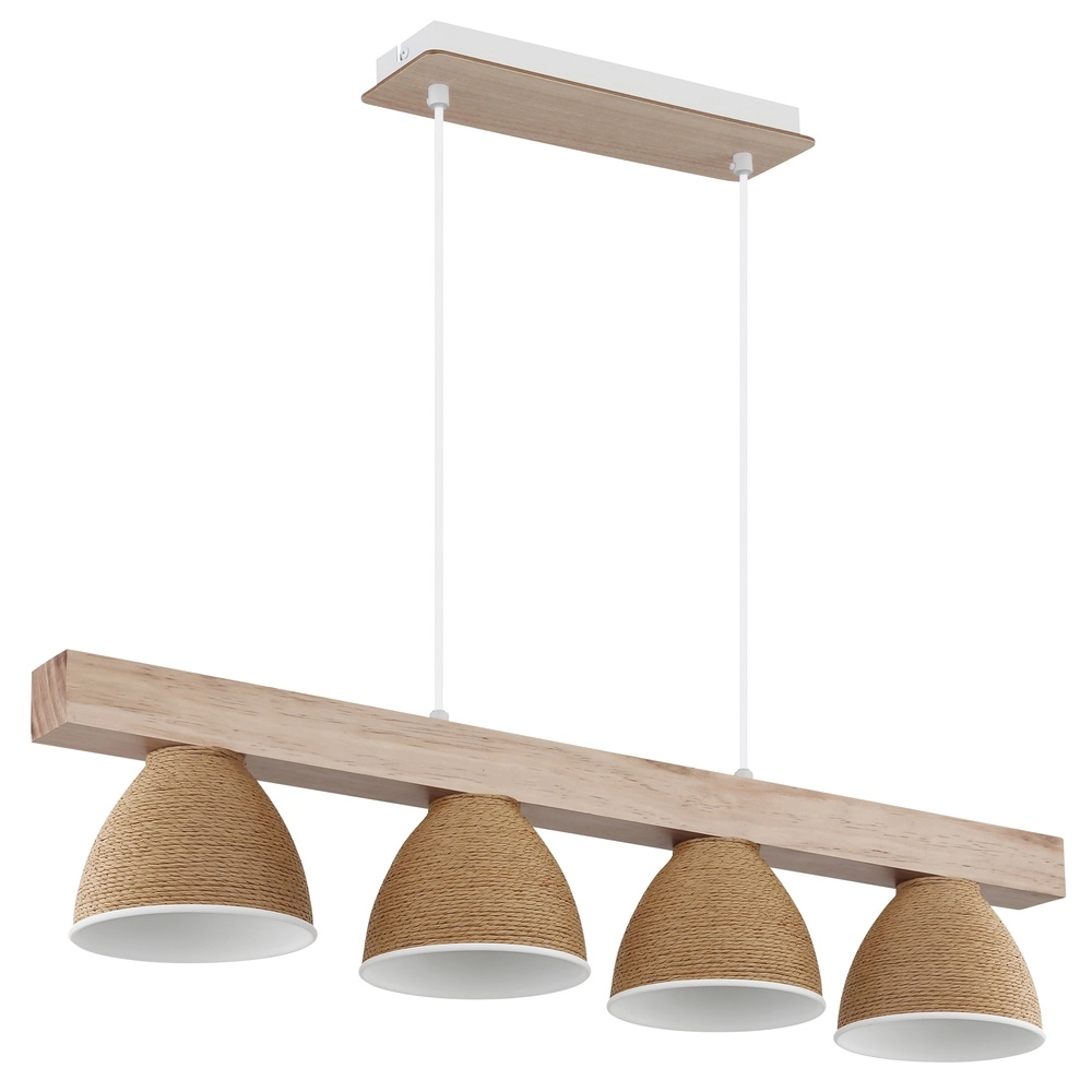 Hanglamp Lyndon 4-lichts wit met rotan Globo 9007371583904