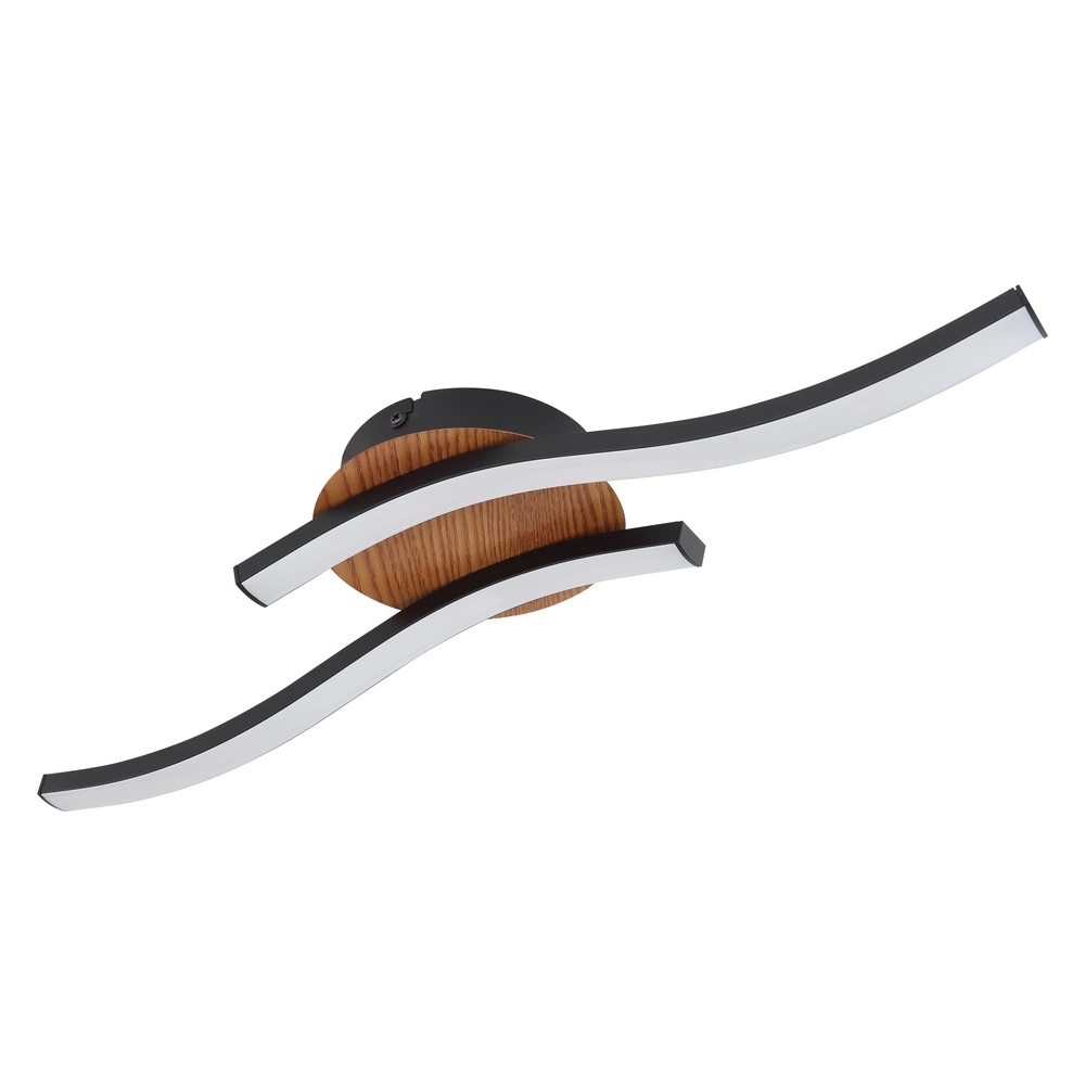Zwarte plafondlamp Evita met hout Globo 9007371416172