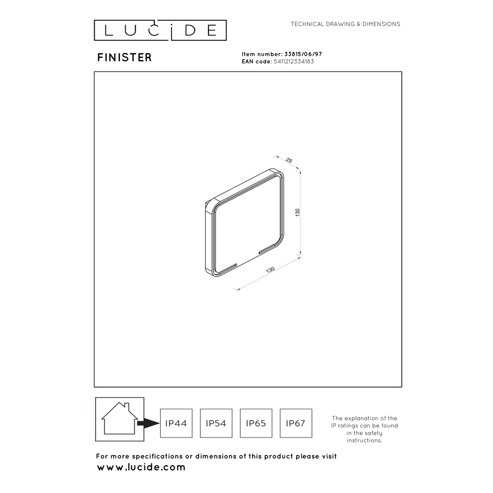 Strakke wandlamp Finister vierkant roestbruin Lucide 5411212334183