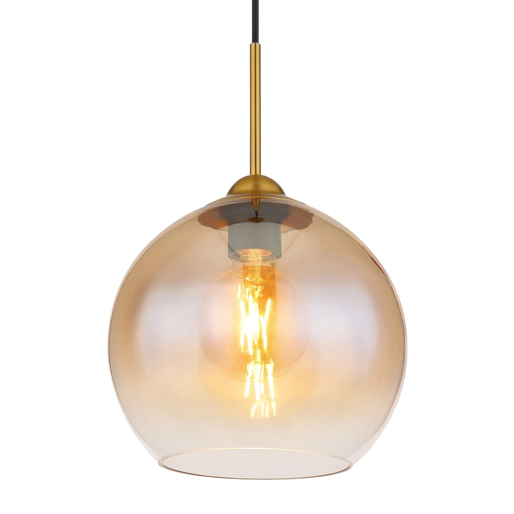 Gouden hanglamp Jamessa enkel met amber glas Globo 9007371441686