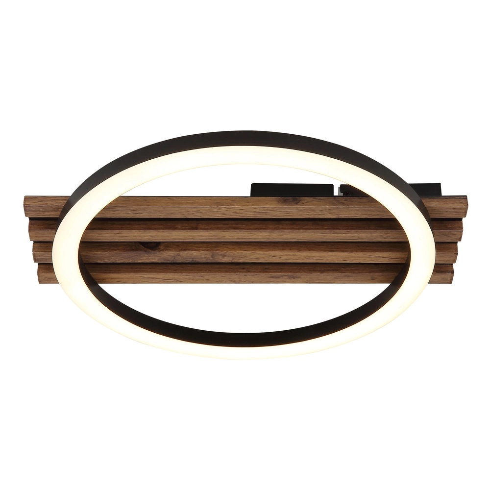 Plafondlamp Tisha enkel zwart met hout Globo 9007371522576