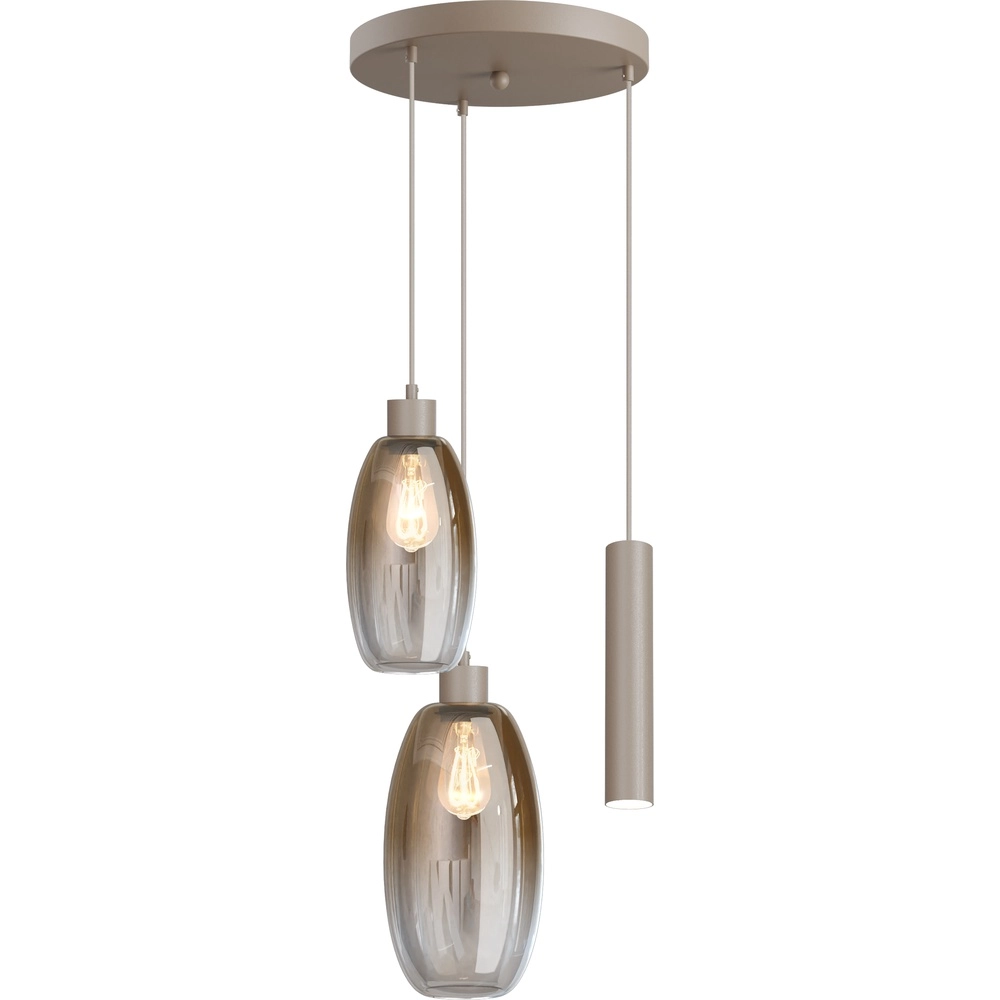 Vide hanglamp Olive 2x glas - 1x Run - zand - Ø35cm