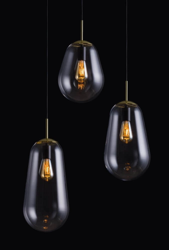 Glazen hanglamp Pear Long Ø 22cm goud met helder glas Lyora 5903139867191