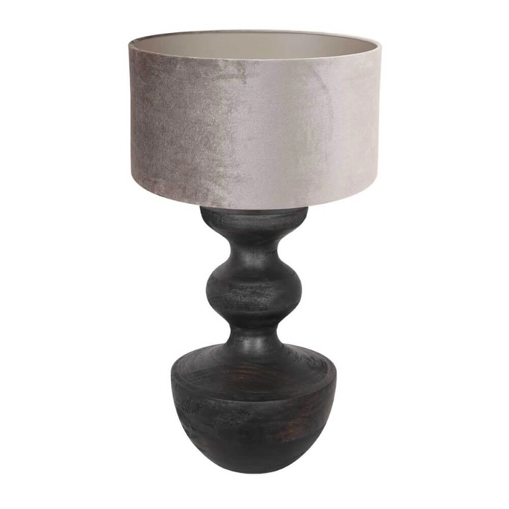 Landelijke schemerlamp Lyons S met taupe velours kap Landelijke schemerlamp Lyons S met taupe velours kap