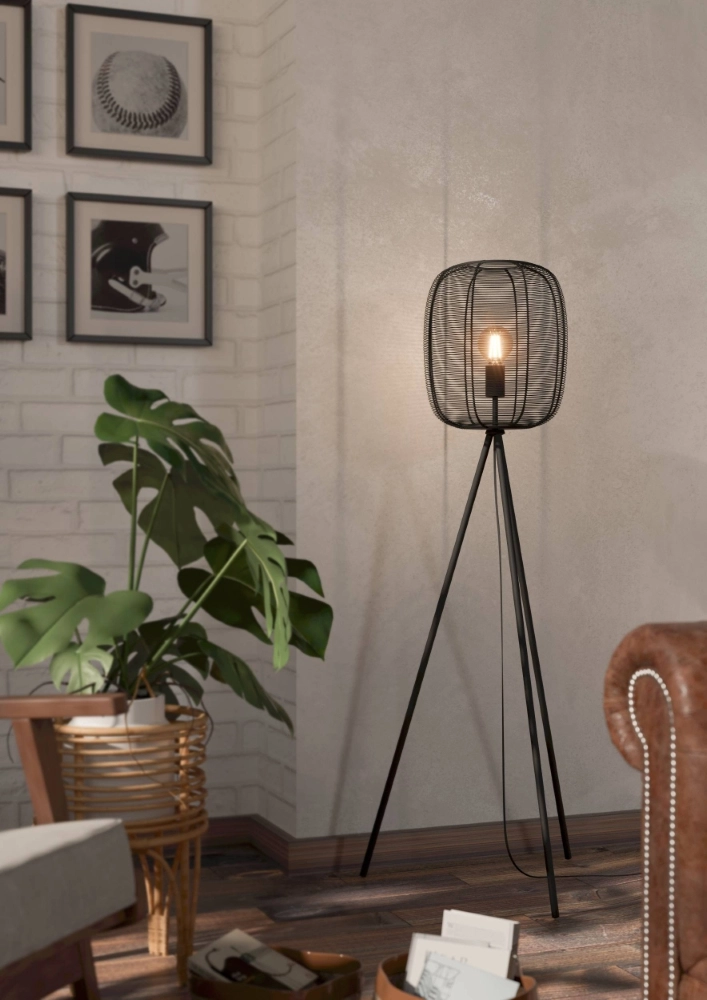 Zwarte tripod vloerlamp Rinroe Ø 32,5cm Eglo 9002759318284