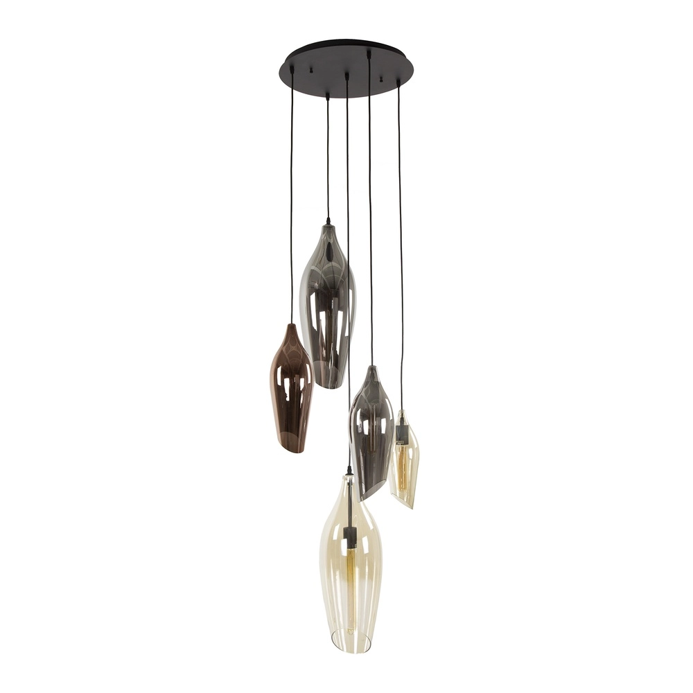 Vide hanglamp Cocoon 5x gekleurd glas Lyora 8716803511910