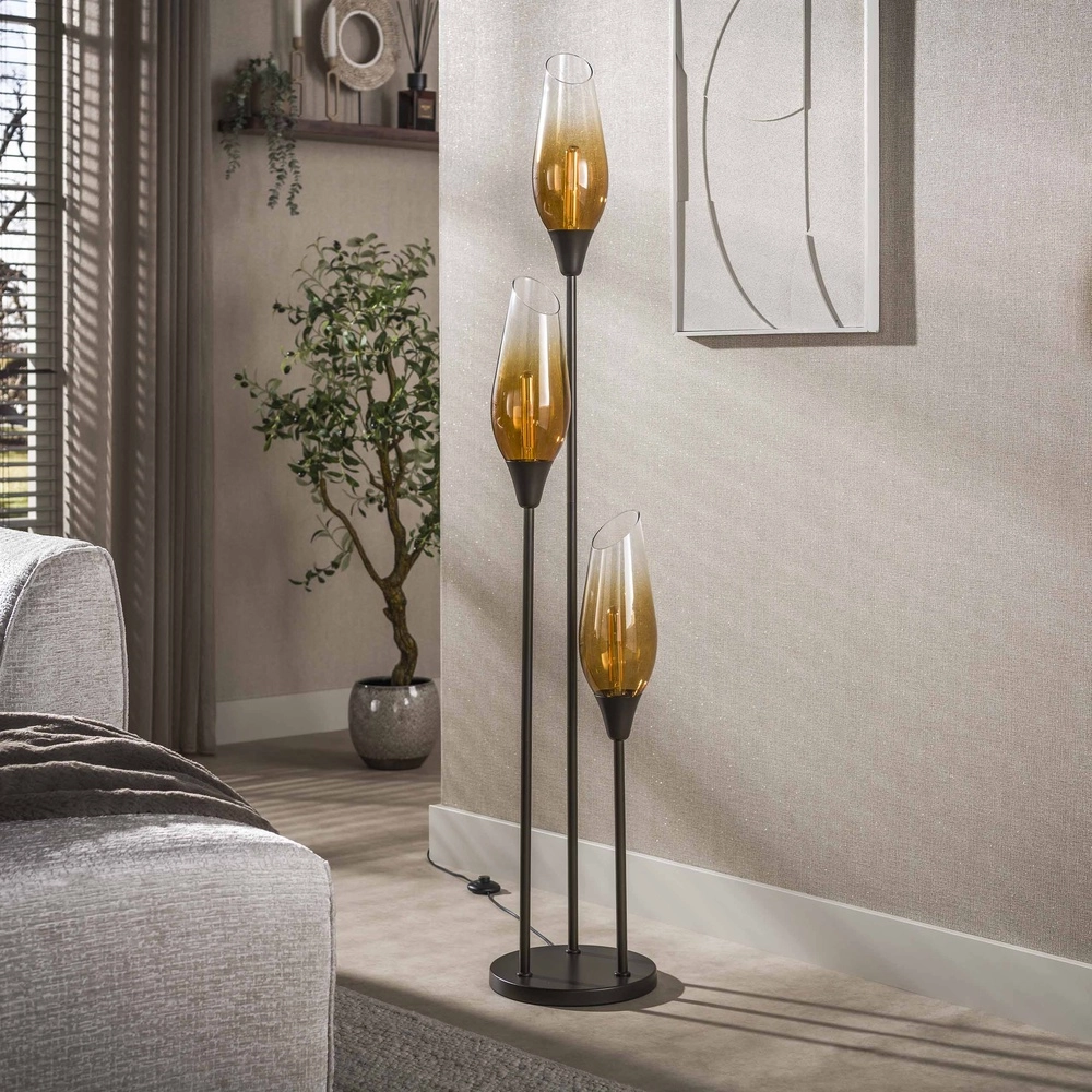 Glazen vloerlamp Cocoon 3x E27 - 168cm - fading glas Lyora 8716803511880