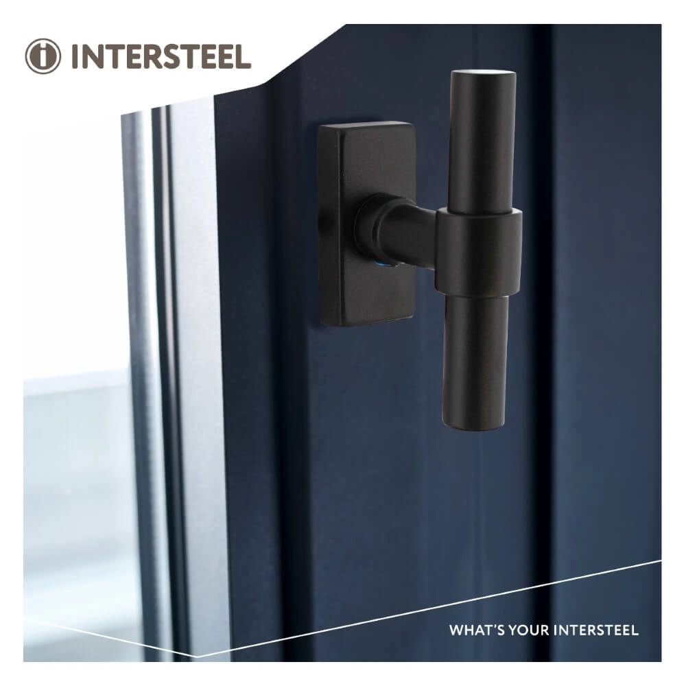 Raamkruk T-vorm Ventra rechthoekig rozet zwart Intersteel 8714186562390