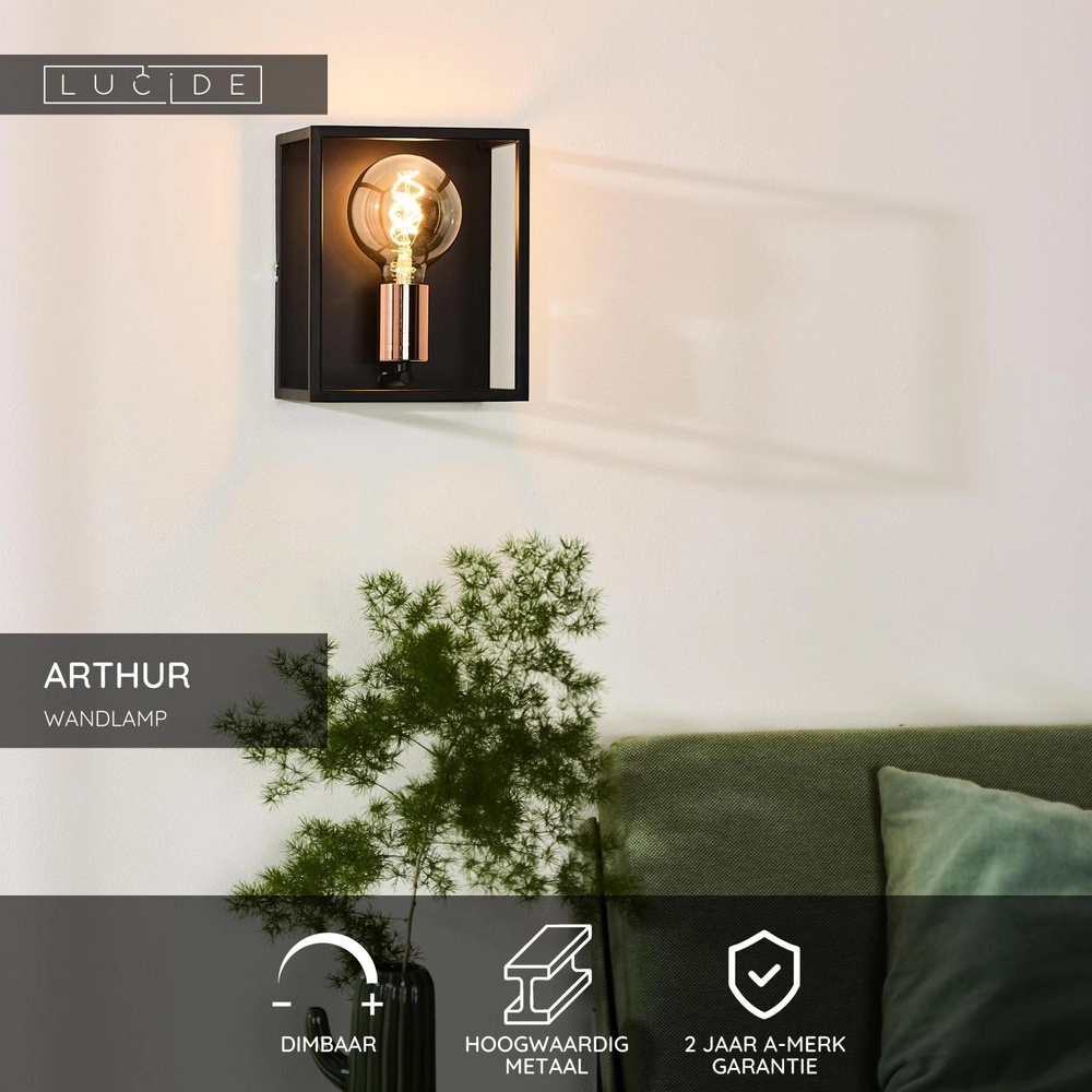 Wandlamp Arthur zwart Lucide 5411212082893