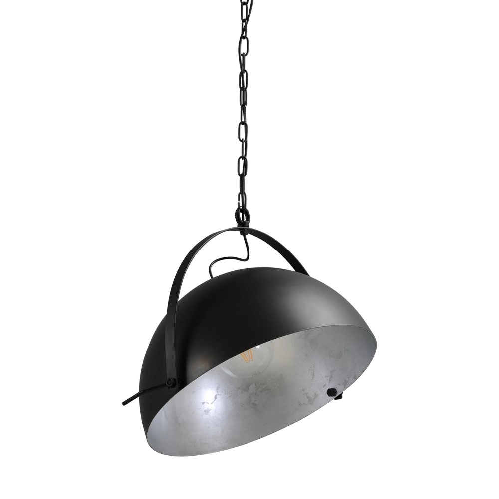 Landelijke hanglamp Larino 50 zwart met oud zilver Landelijke hanglamp Larino 50 zwart met oud zilver