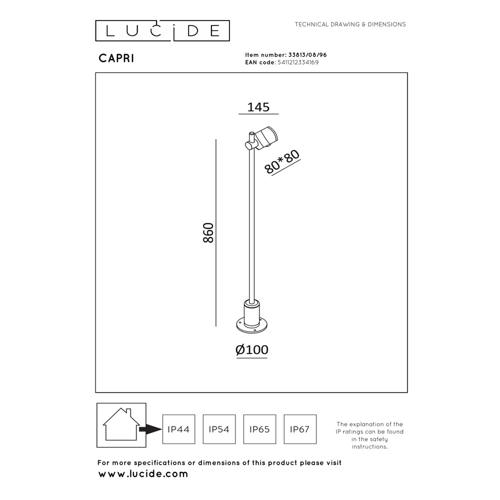 Design staande lamp Capri koffie bruin Lucide 5411212334169