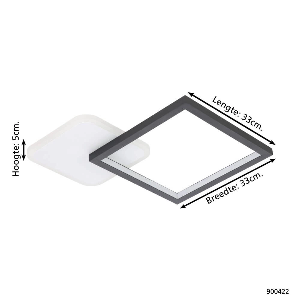 Instelbare led plafondlamp Gafares vierkant - zwart Eglo 9008606241026