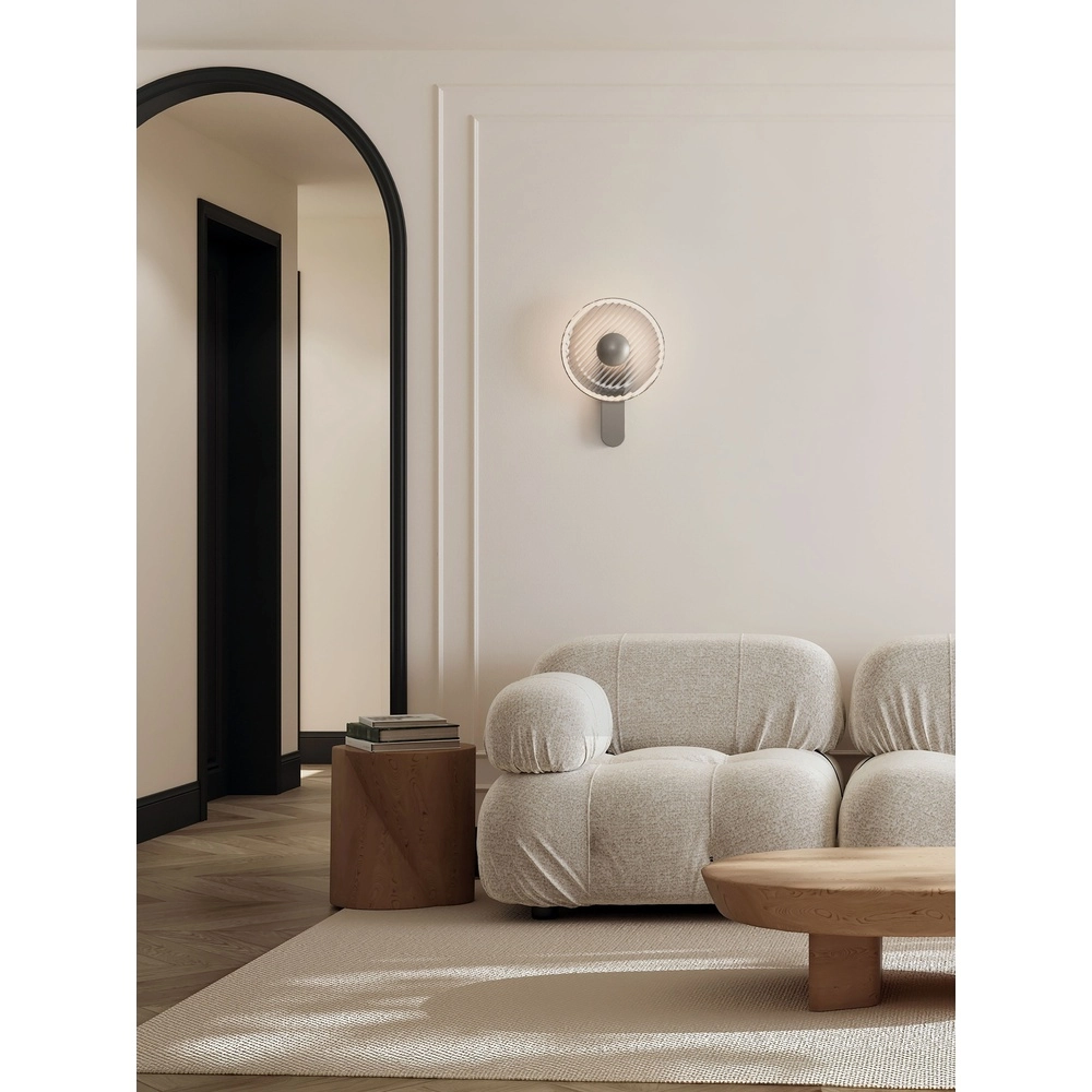 Design wandlamp Lavina zilvergrijs met smoke glas Ø 25cm