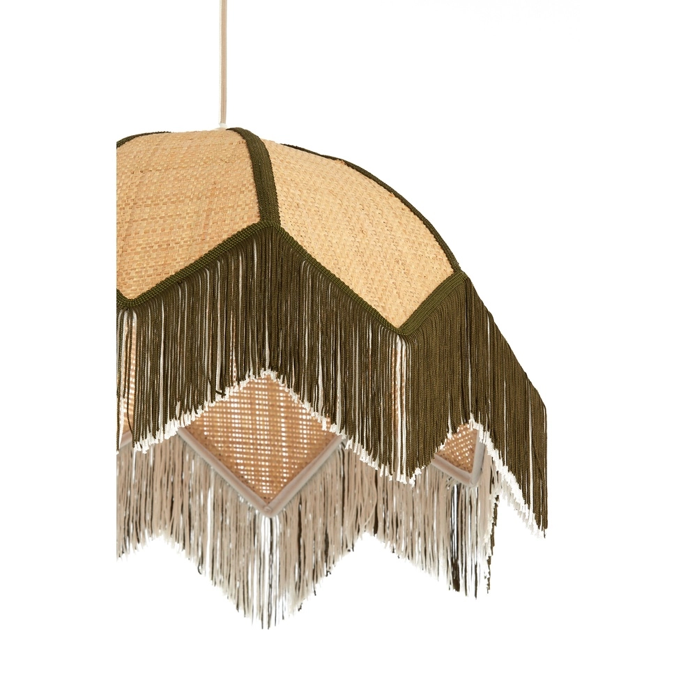 Ø 45cm hanglamp Sulina raffia met groen Light & Living 8717807762391