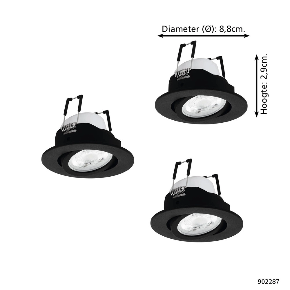 Set van 3 inbouwspots Saliceto-Z smart zwart Eglo 9008606358960