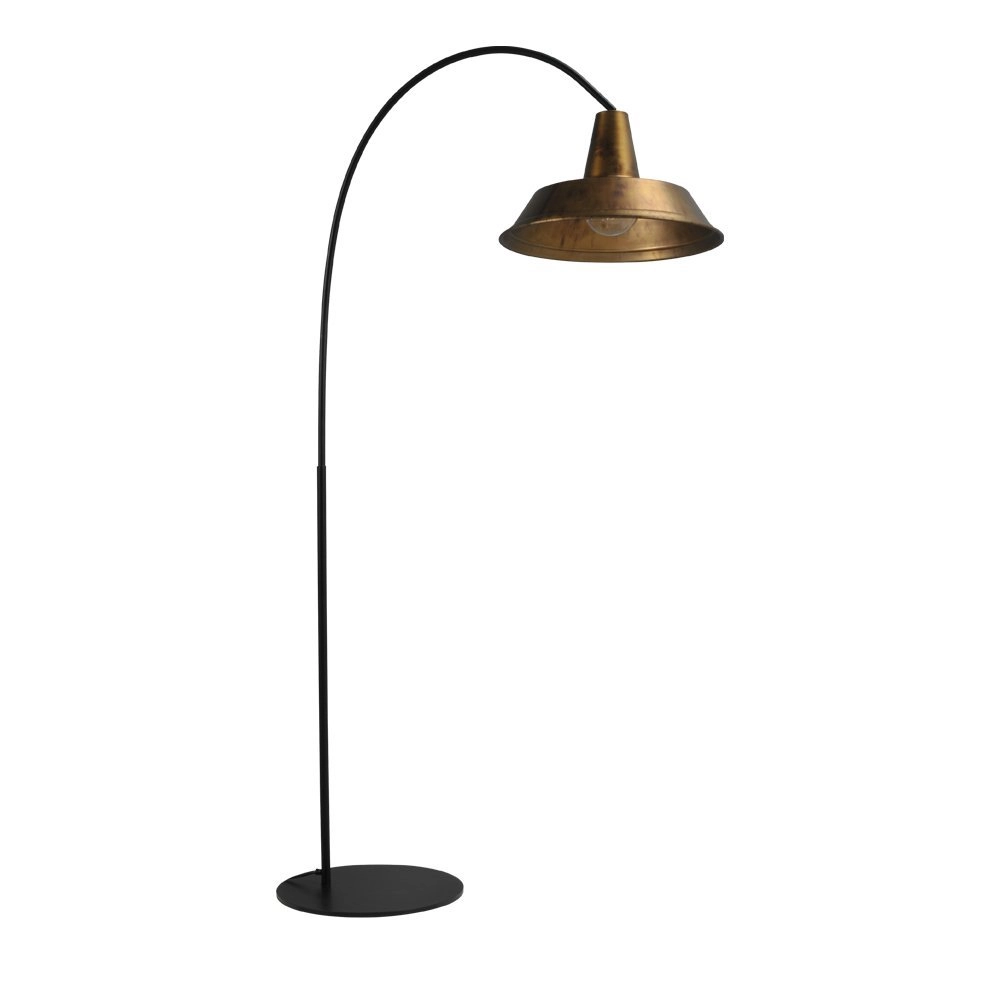 Retro vloerlamp Industria 186 zwart met bronsbruin