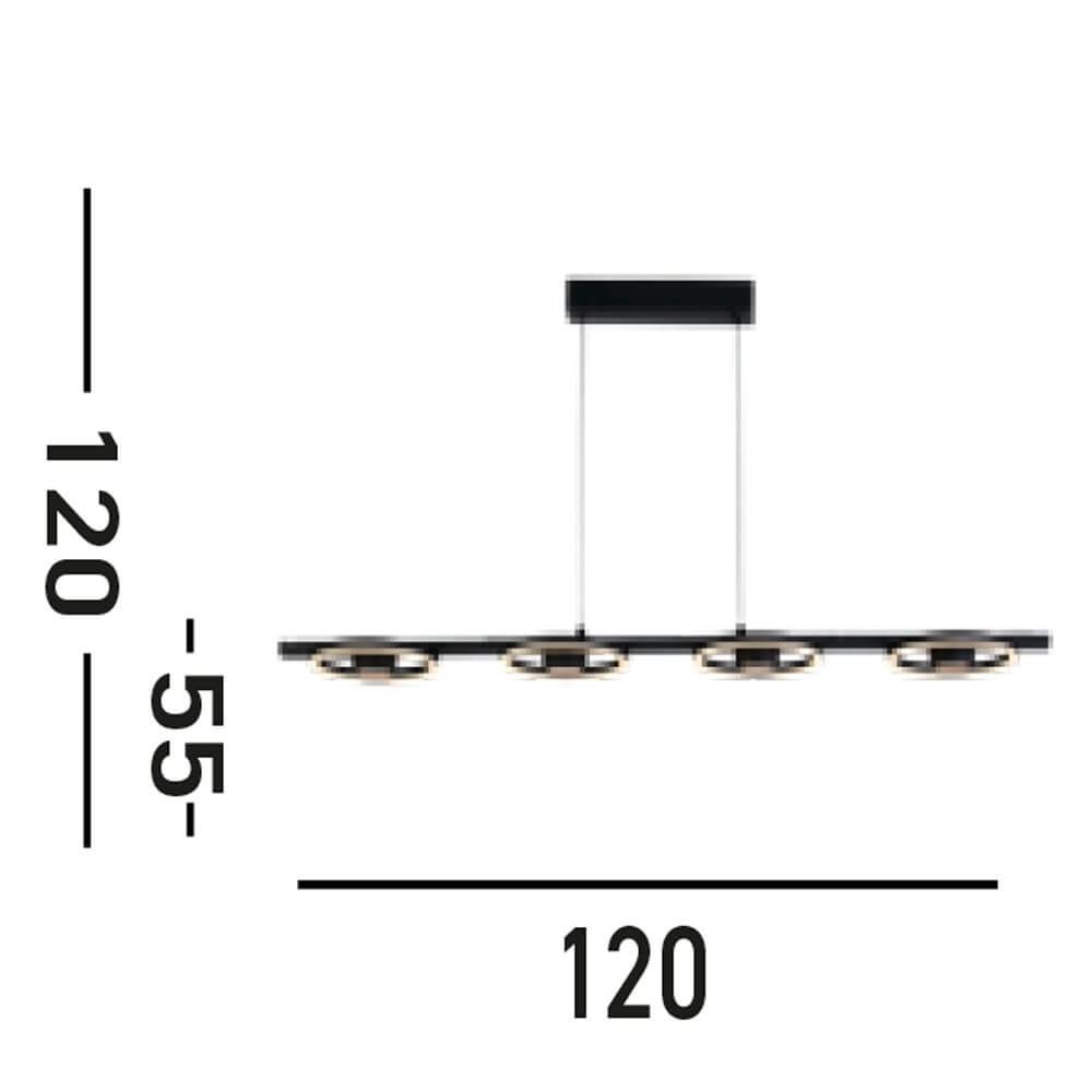 4-lichts moderne hanglamp Space zwart Searchlight 5053423274454