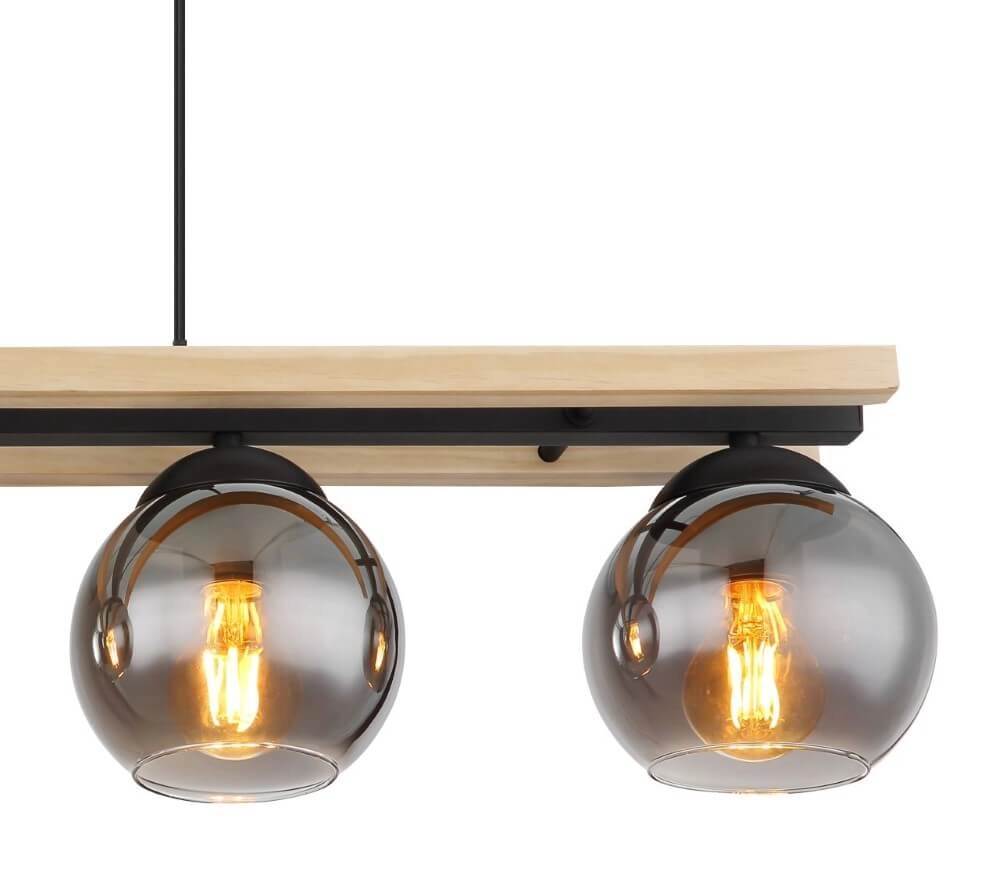 Design hanglamp Conni hout 4-lichts Globo 9007371444236