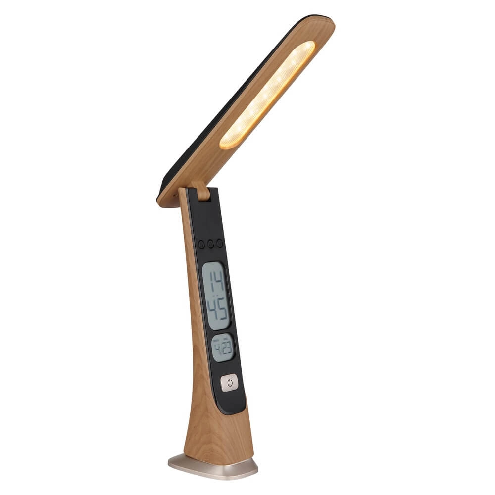 Bureaulamp Averie hout met klok Globo 9007371471720
