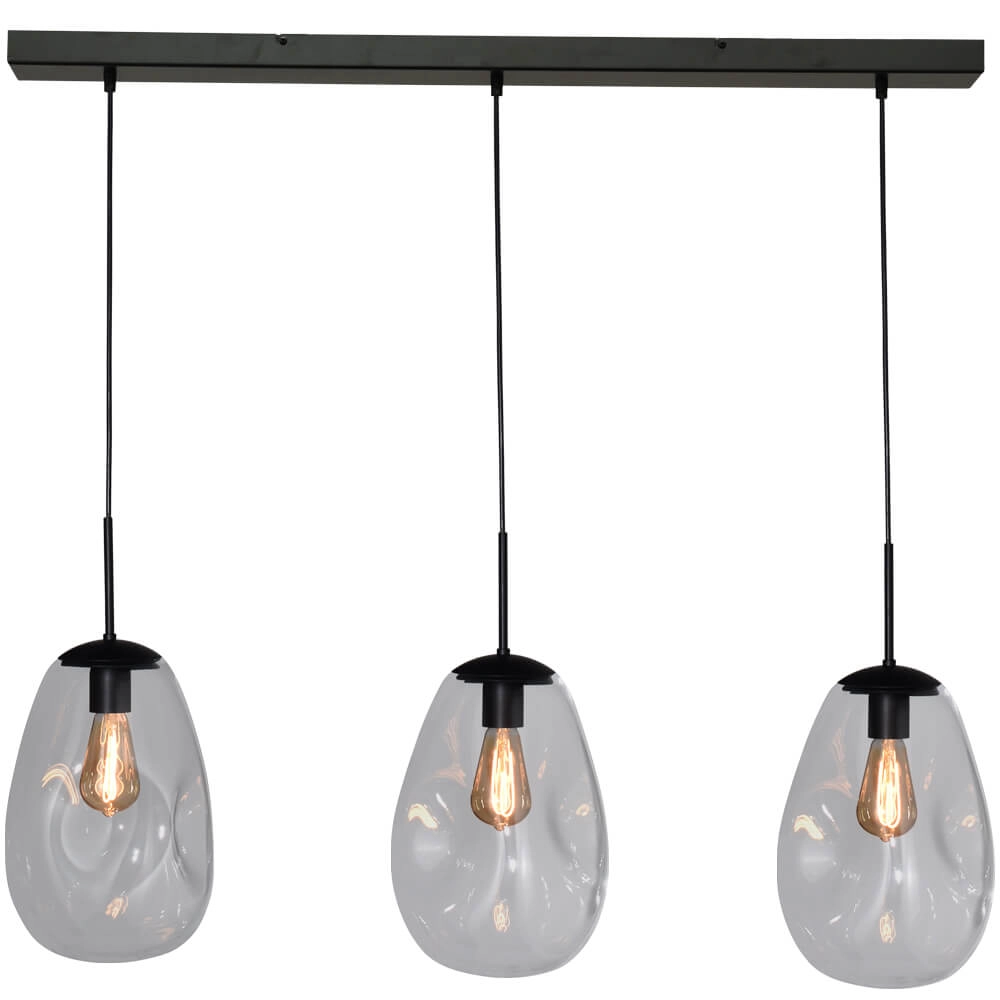 Glazen hanglamp Lava 3x helder glas Ø 22,5cm