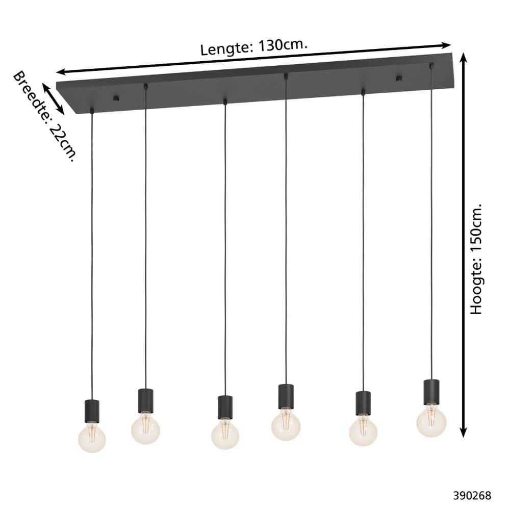 6-lichts hanglamp Huebro langwerpig Stars of Light 9008606261352