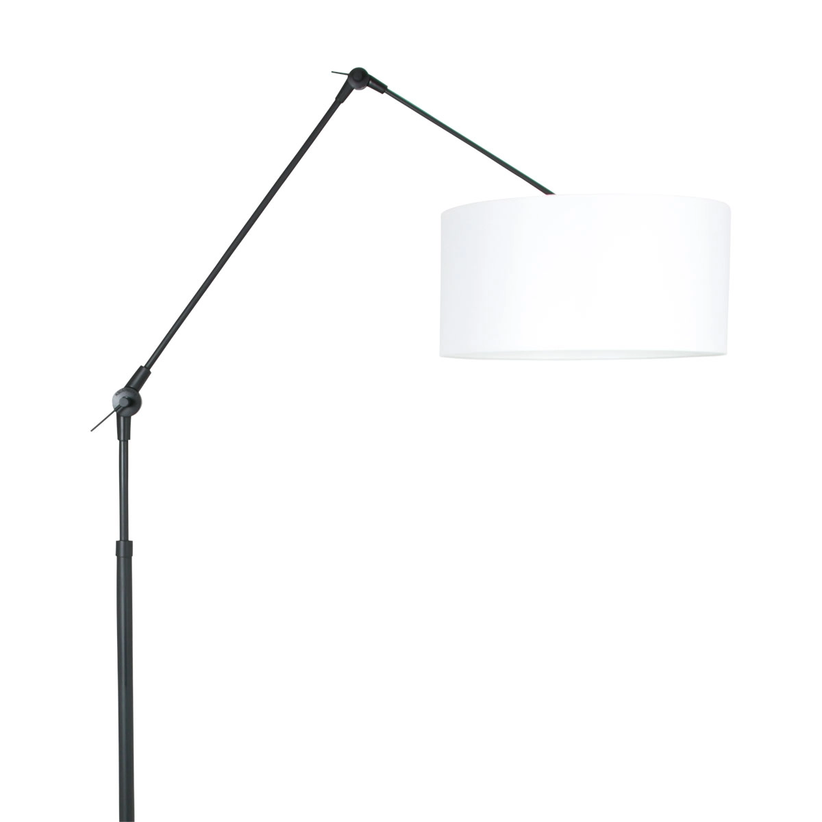 Vloer Leeslamp Prestige Chic zwart met 40cm witte chintz kap Steinhauer 8712746145823