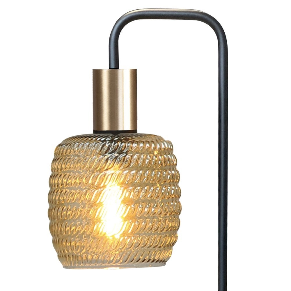 Tafellamp geribd glas Bounty zwart en goud Masterlight 8718121251080