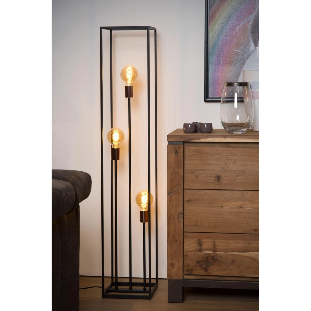 Vloerlamp Arthur 3-lichts zwart Lucide 5411212082909