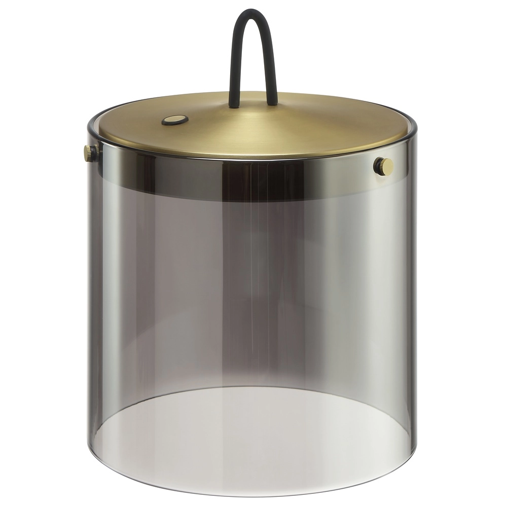 Tafellampje Lumeo messing met smoke glas Ø 20cm Brilliant 4004353463600