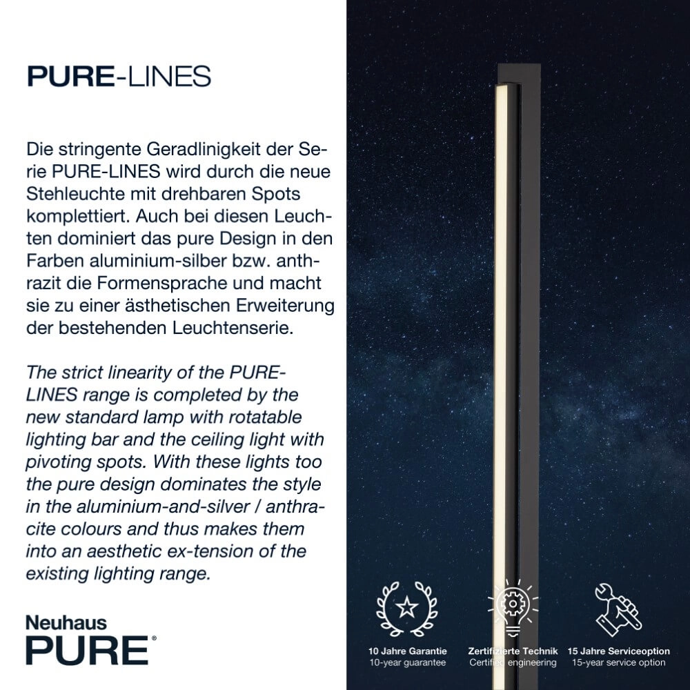 Vloerlamp Pure-Lines antraciet Paul Neuhaus 4012248366325