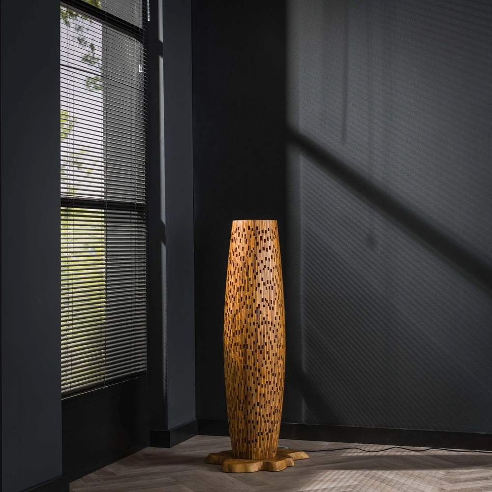 Houten vloerlamp Bars teak - 104cm - Ø 40cm Lyora 8716803512788