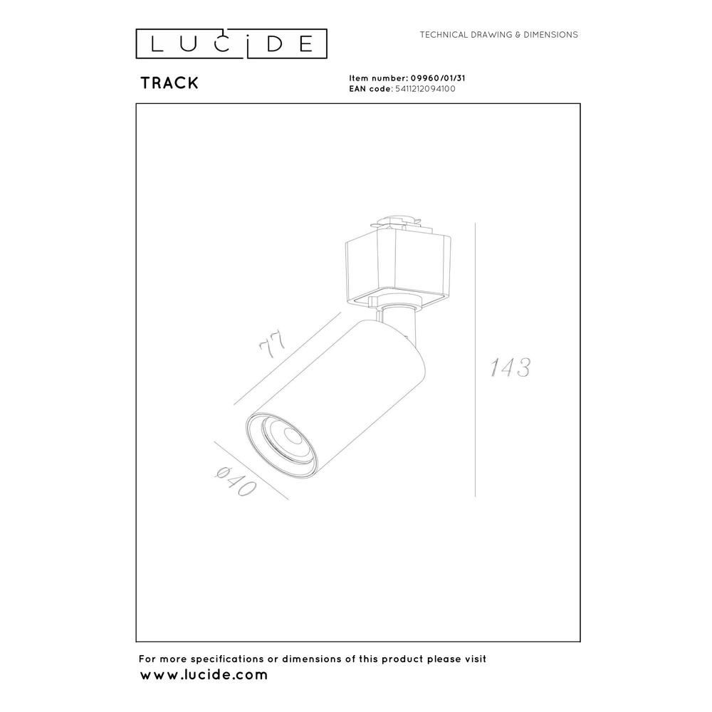 Railspot Track Ritmo 1-fase wit Lucide 5411212094100