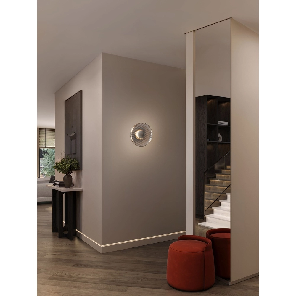 Wandlamp Lavina zilvergrijs met smoke glas Ø 25cm