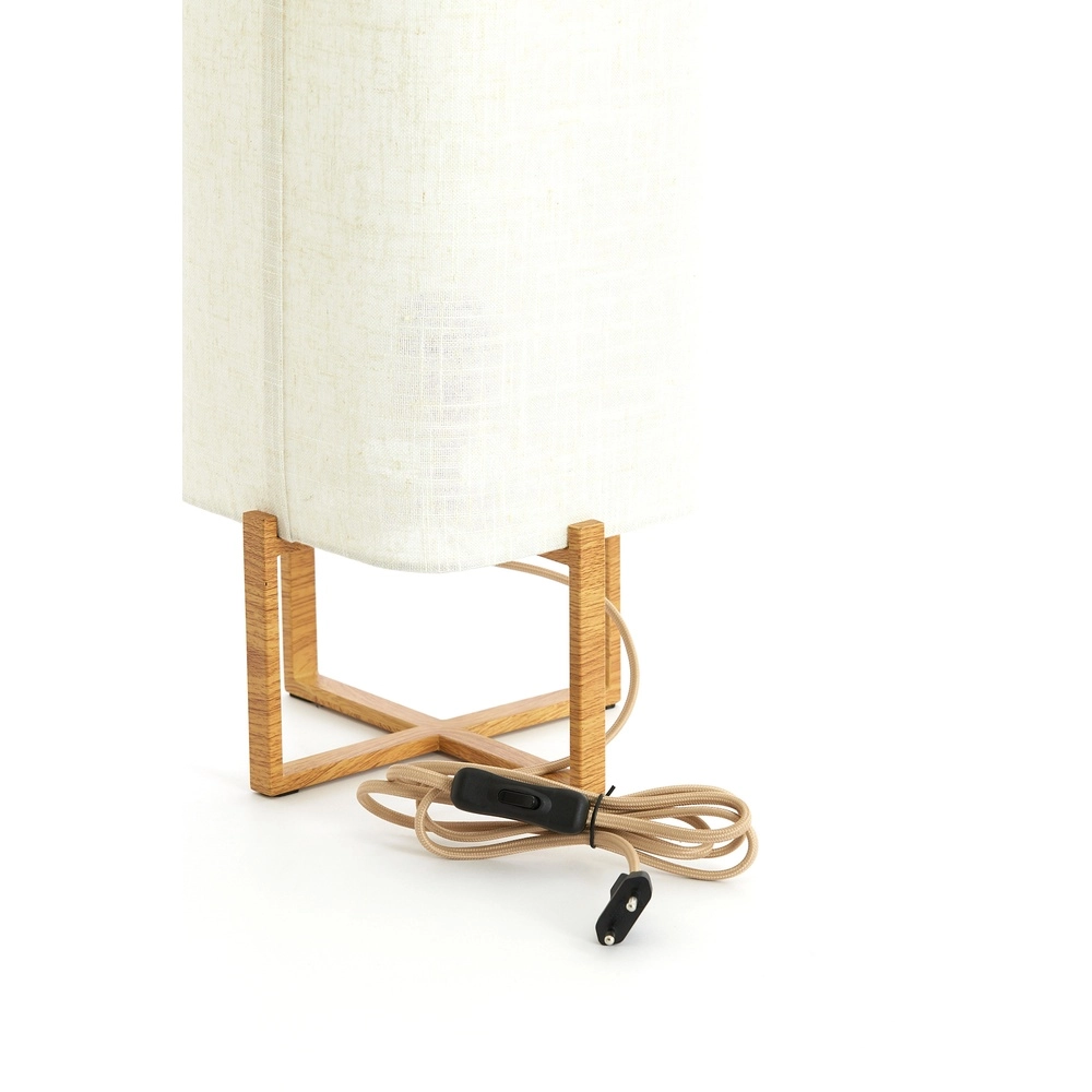 Tafellamp Wyn 50,5cm - crème touw met houtlook Light & Living 8717807792572
