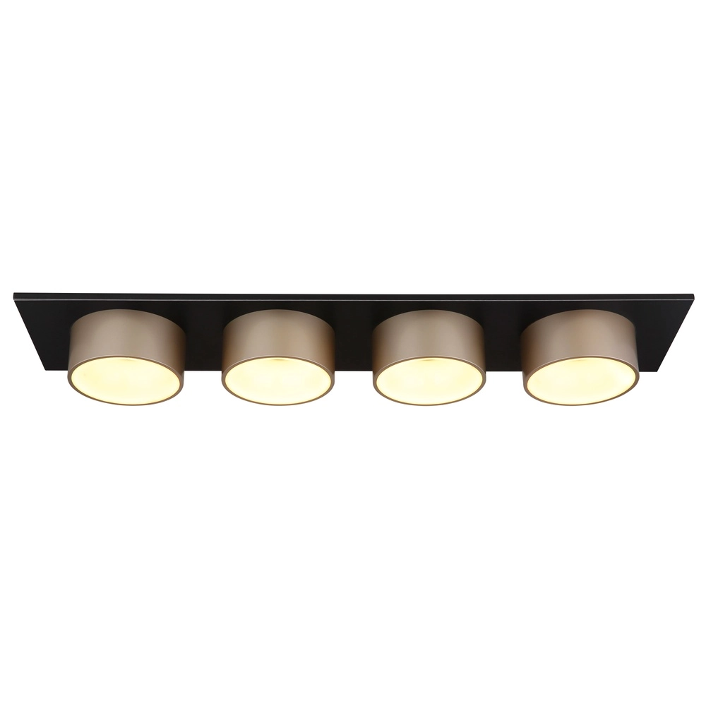 4-lichts plafondlamp Raymond zwart met champagne Globo 9007371525874
