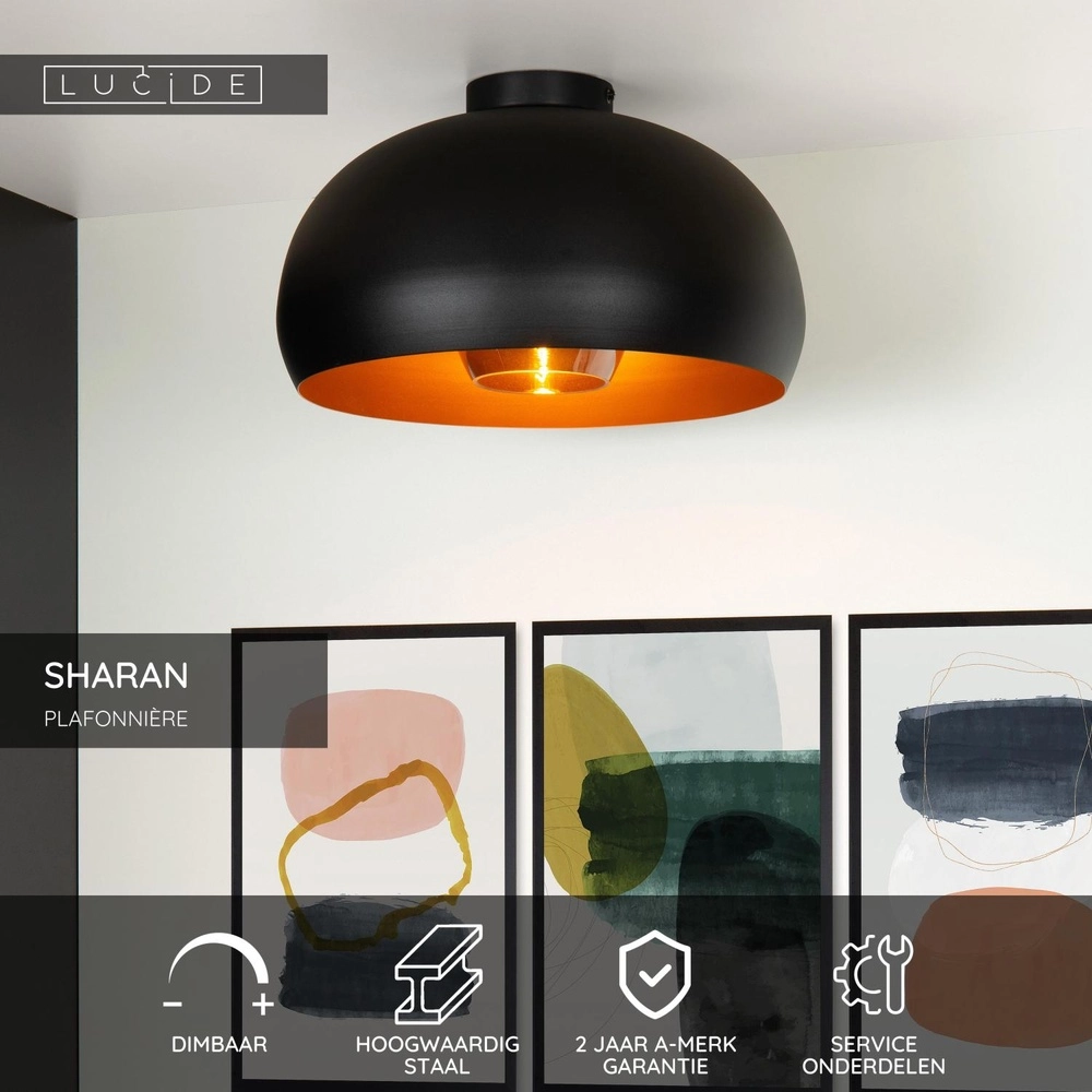 Plafondlamp Sharan Ø 38cm zwart Lucide 5411212302922