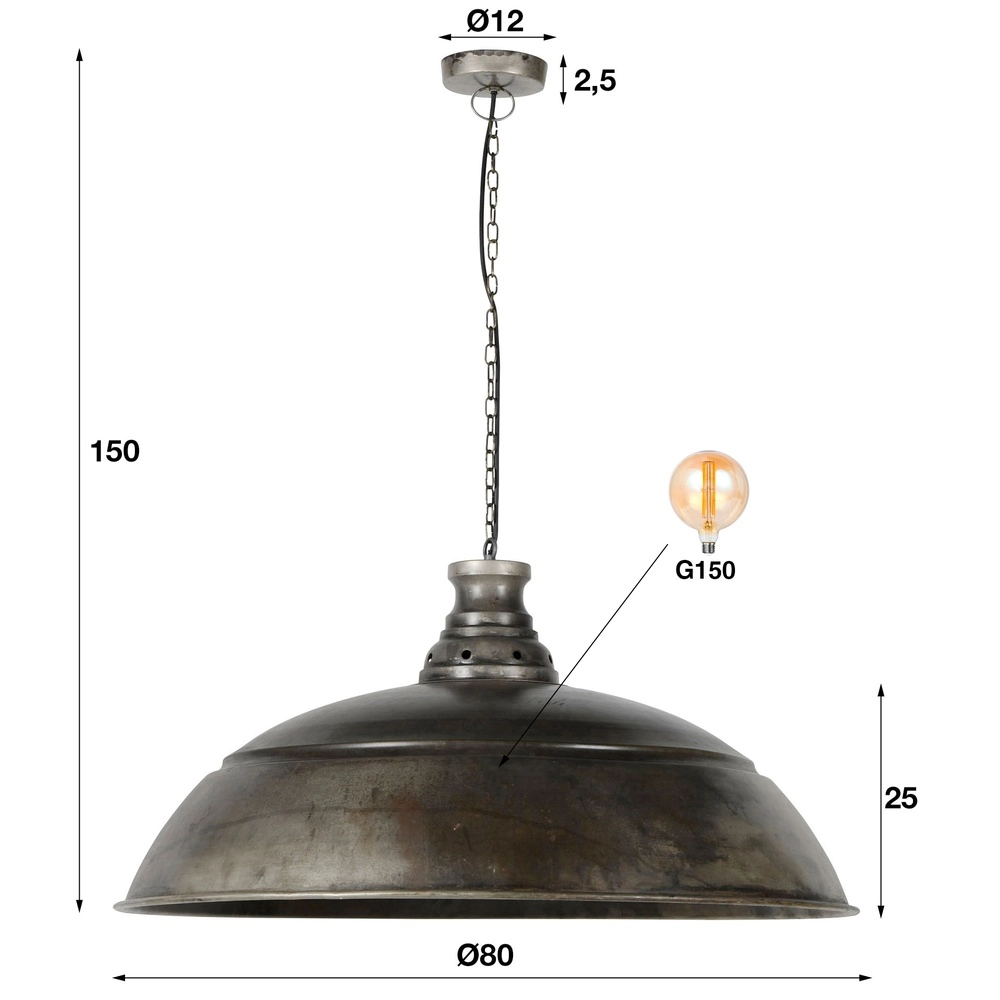 Industriële hanglamp Industry Ø 80cm - oud zilver Lyora 8716803511781