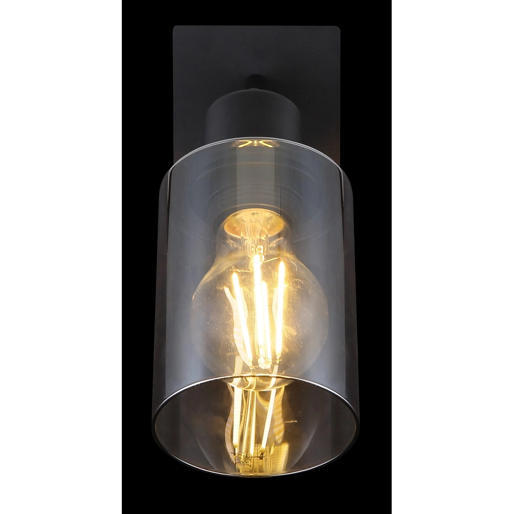 Wandlamp Hadera zwart met smoke glas Globo 9007371437214