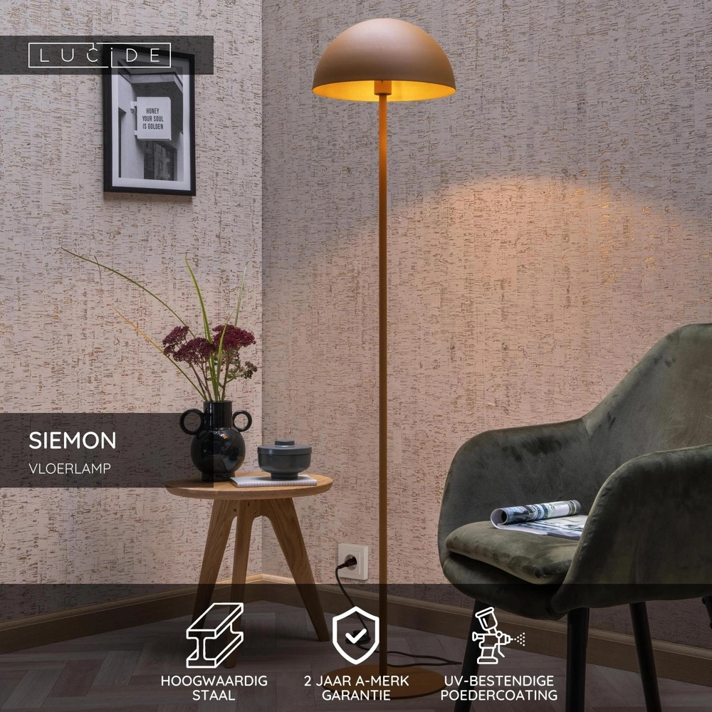 Design vloerlamp Siemon geel Lucide 5411212451699