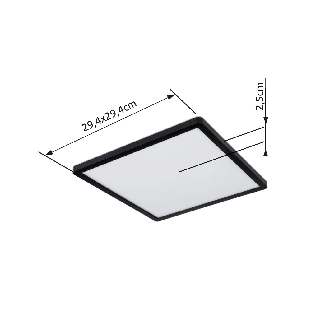 Plafonniere Sapana vierkant 29,4cm zwart Globo 9007371414390
