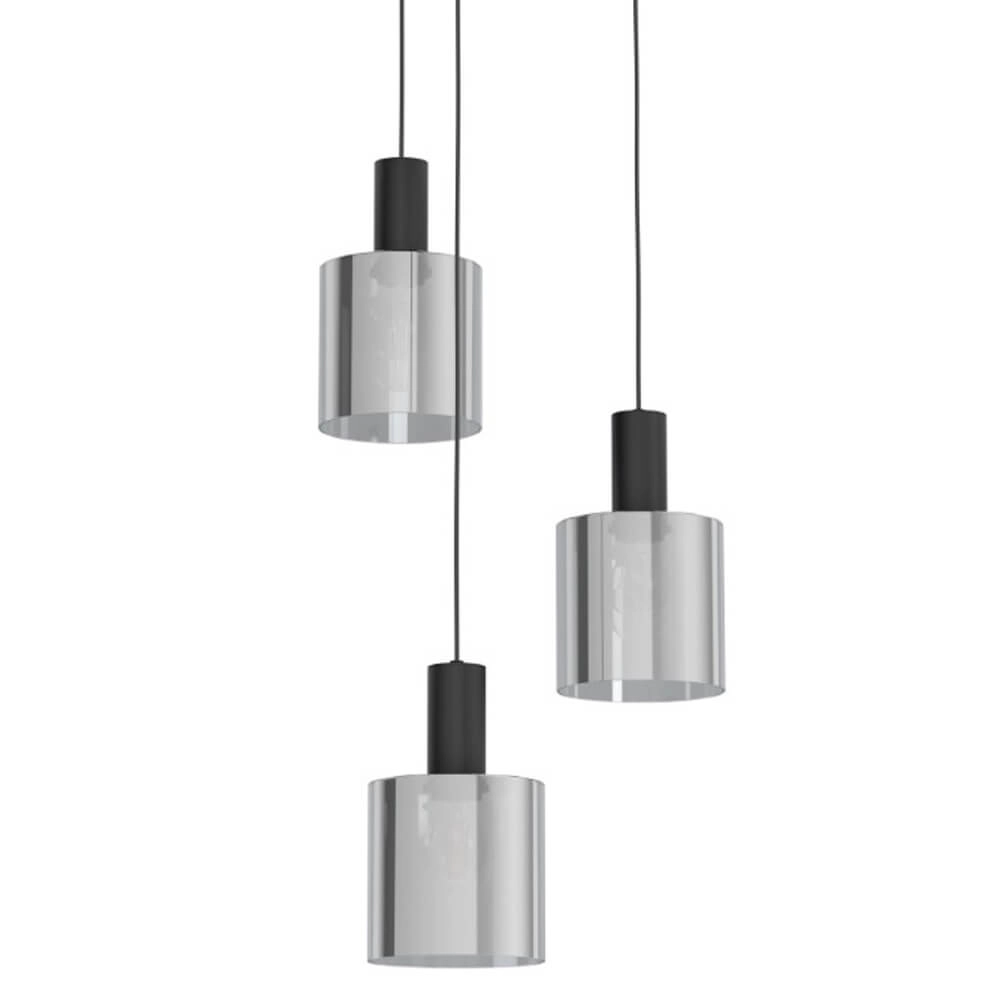 3-lichts hanglamp Gorosiba met smoke glas