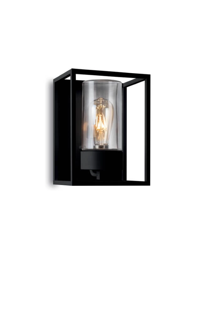 Zwarte wandlamp Cubic3 transparant glas