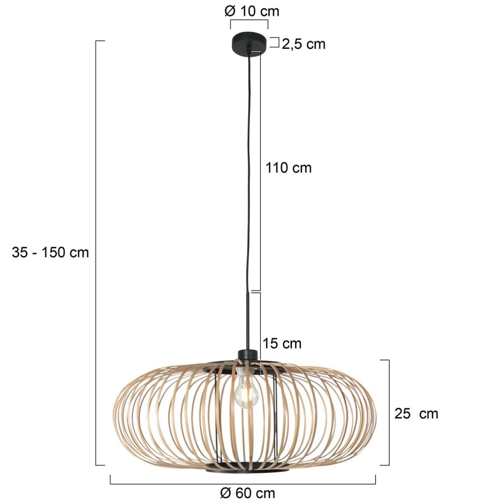 Hanglamp Silva met bamboe kap Ø60cm Steinhauer 8712746182743