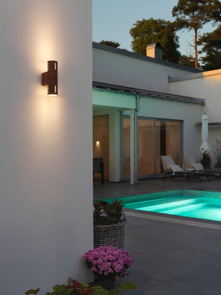 Design wandlamp Cuneo roestbruin met wit glas KonstSmide 7318303659720