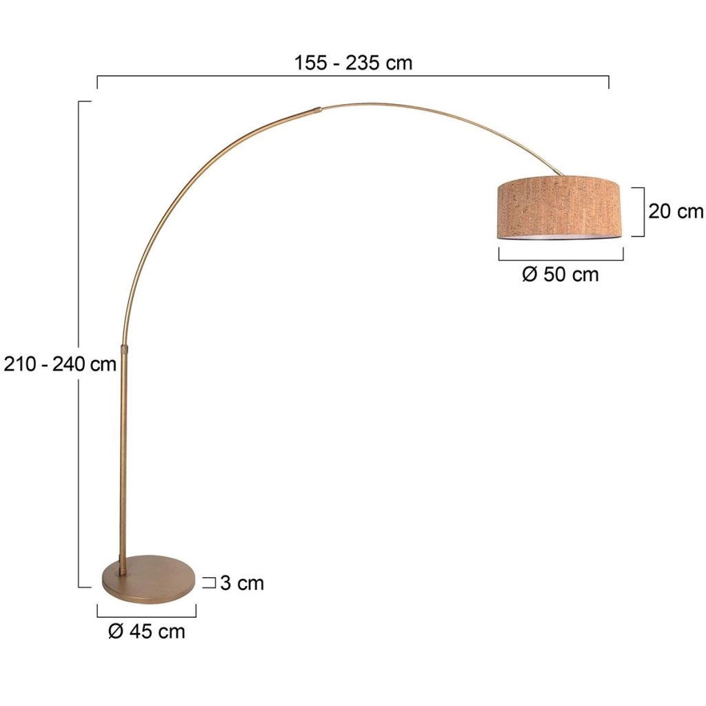 Bronzen vloerlamp Sparkled Light met kurk kap Ø50cm Steinhauer 8712746180381