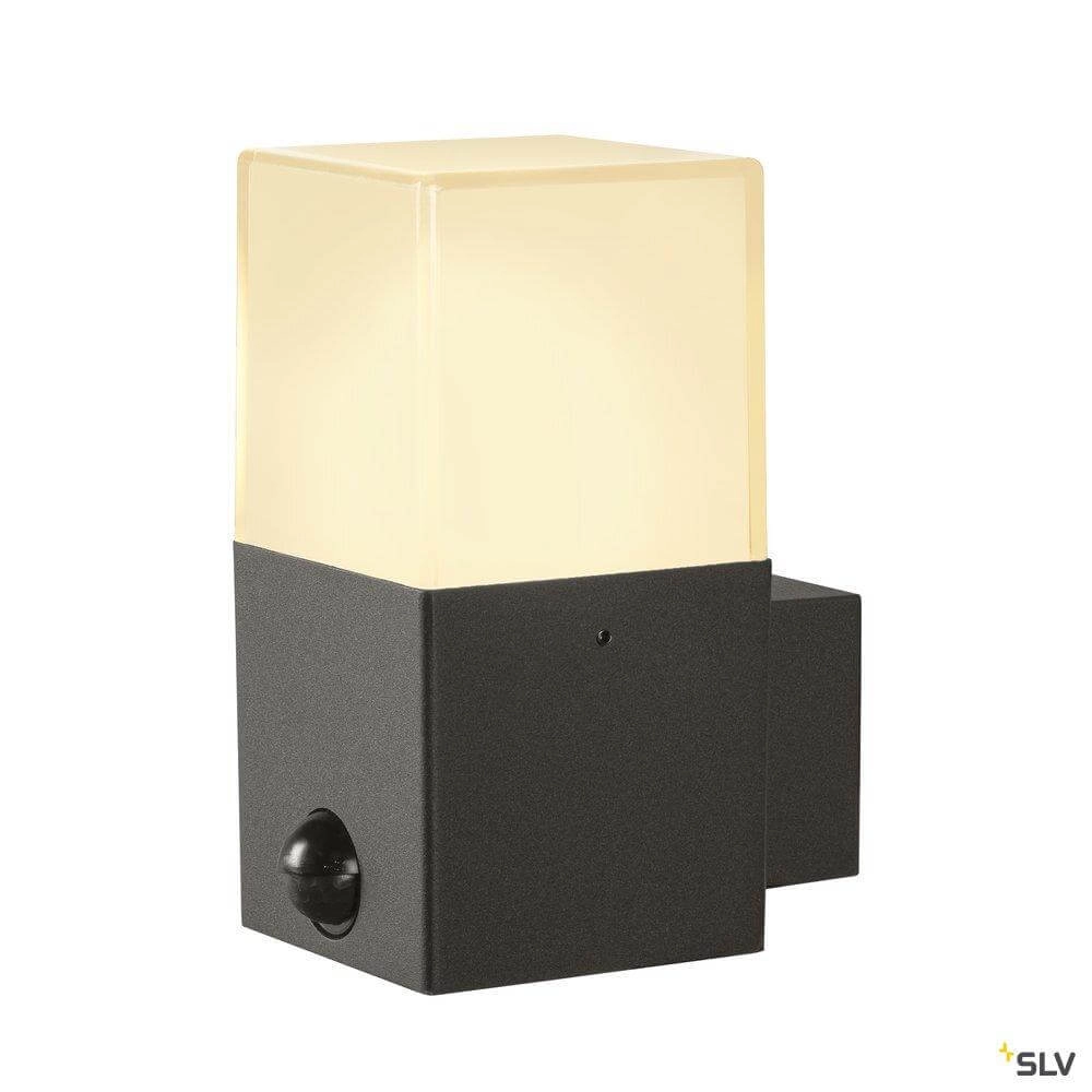 Antractiete buitenlamp Grafit met sensor vierkant