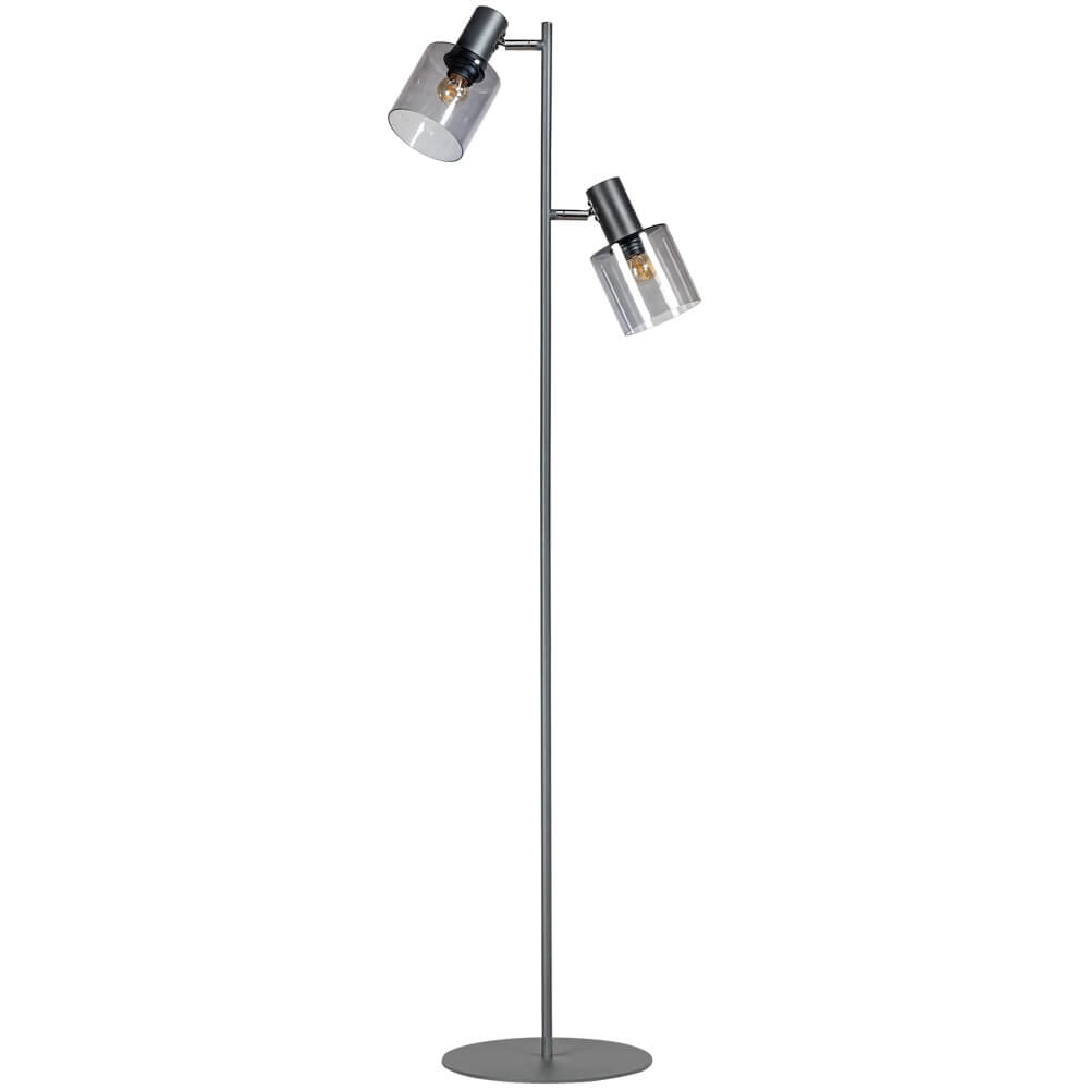Glazen vloerlamp Sledge Glass 2-lichts zwart met smoke glas Glazen vloerlamp Sledge Glass 2-lichts zwart met smoke glas